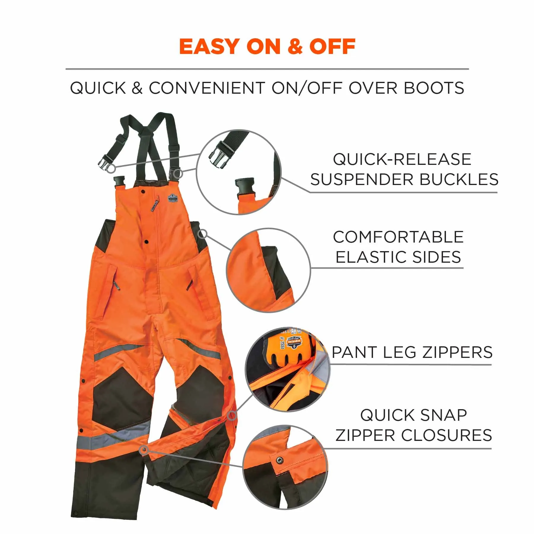 Ergodyne 25632 8928 S Orange Class E Hi-Vis Insulated Bibs