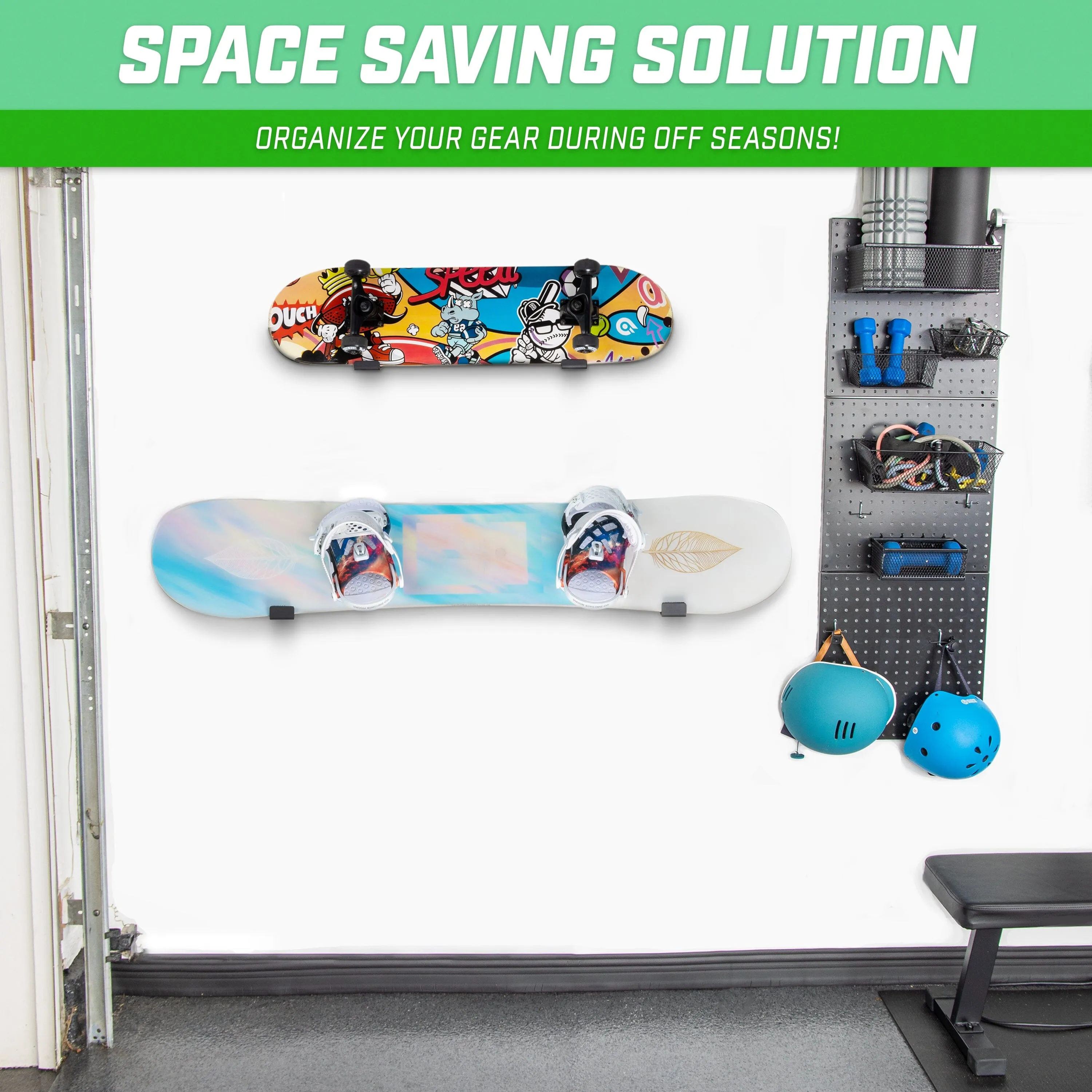 GoSports Universal Surfboard & Skateboard Wall Mount Display Racks - 2 Pack Foam Padded Hangers