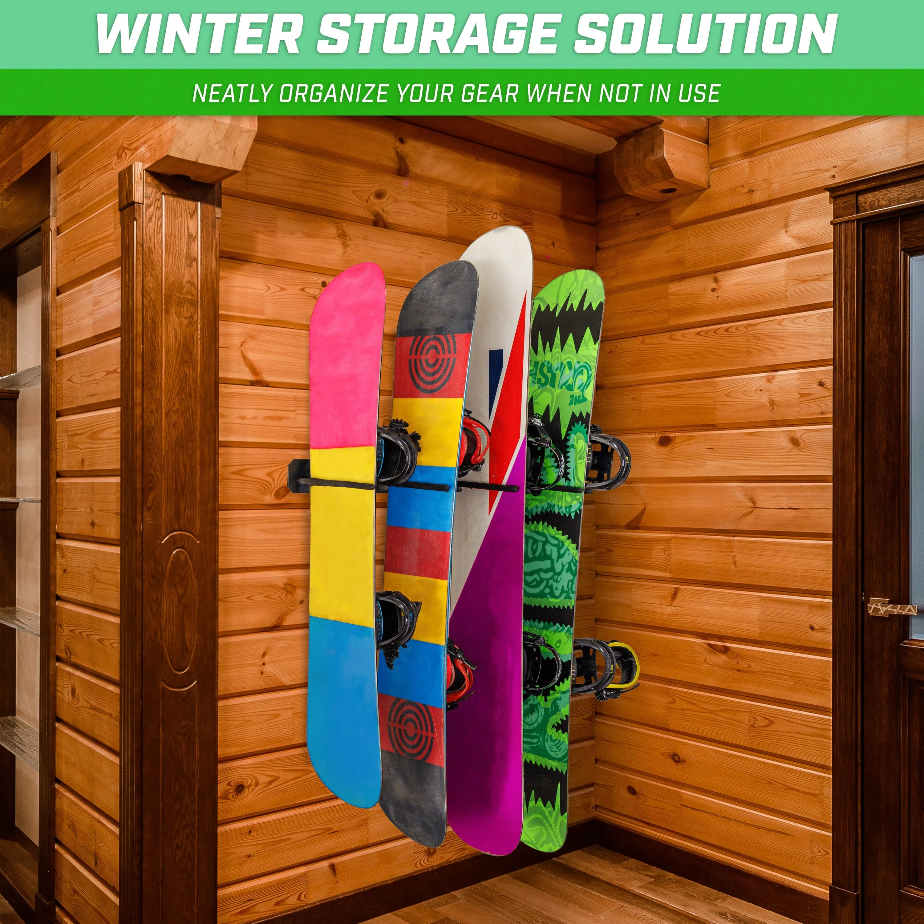 GoSports Wall Mounted Ski and Snowboard Storage Rack - Holds 8 Pairs of Skis or 4 Snowboards