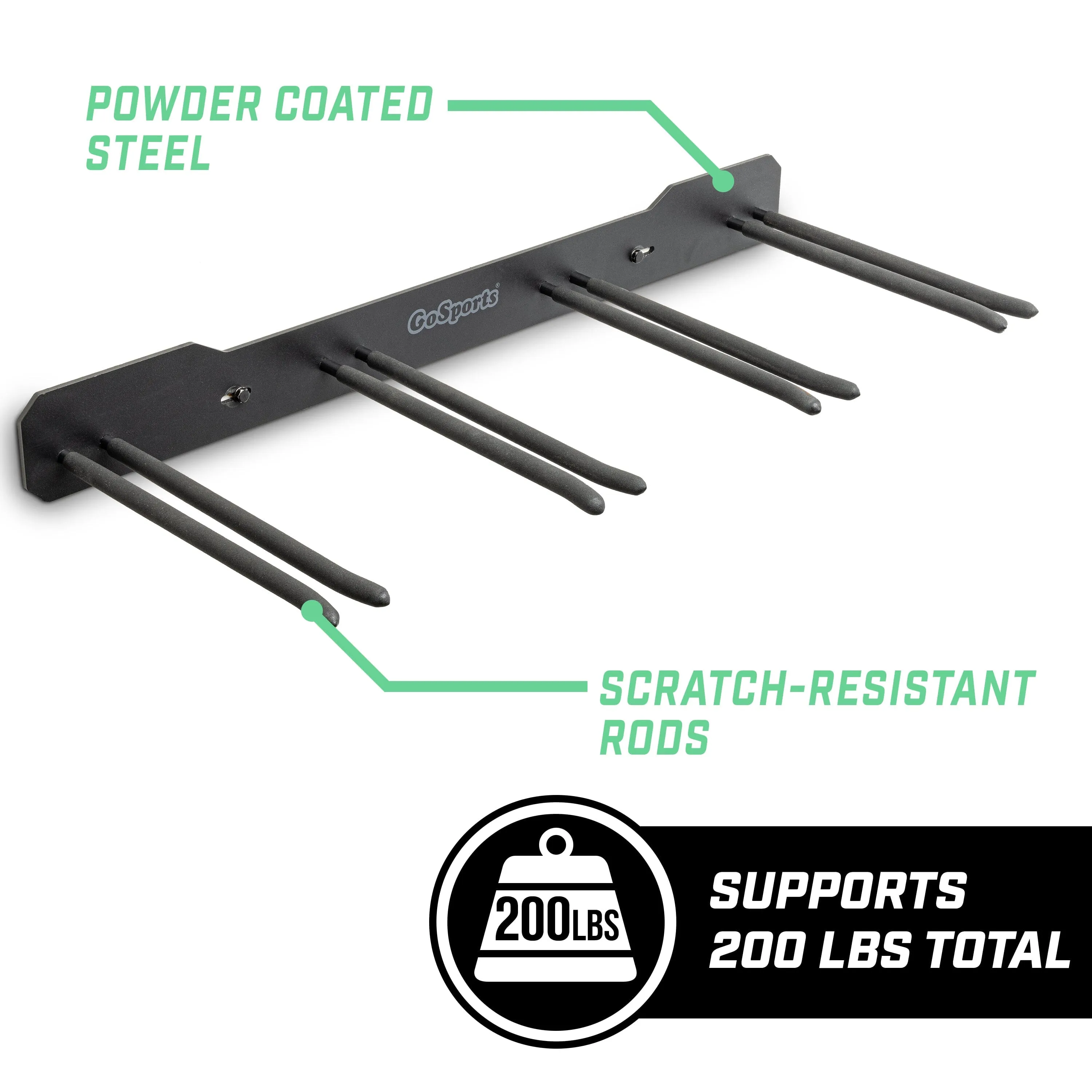 GoSports Wall Mounted Ski and Snowboard Storage Rack - Holds 8 Pairs of Skis or 4 Snowboards