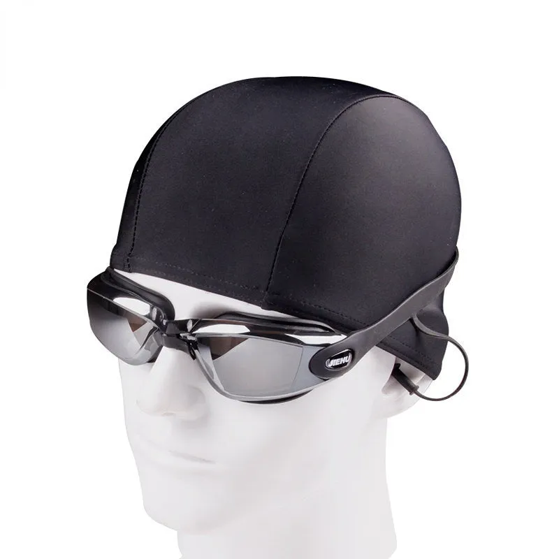 Swimming Goggles One-Piece Earplugs Waterproof Anti-Fog HD Myopia Adult Swimming Goggles Large Frame Electroplating Swimming Glasses