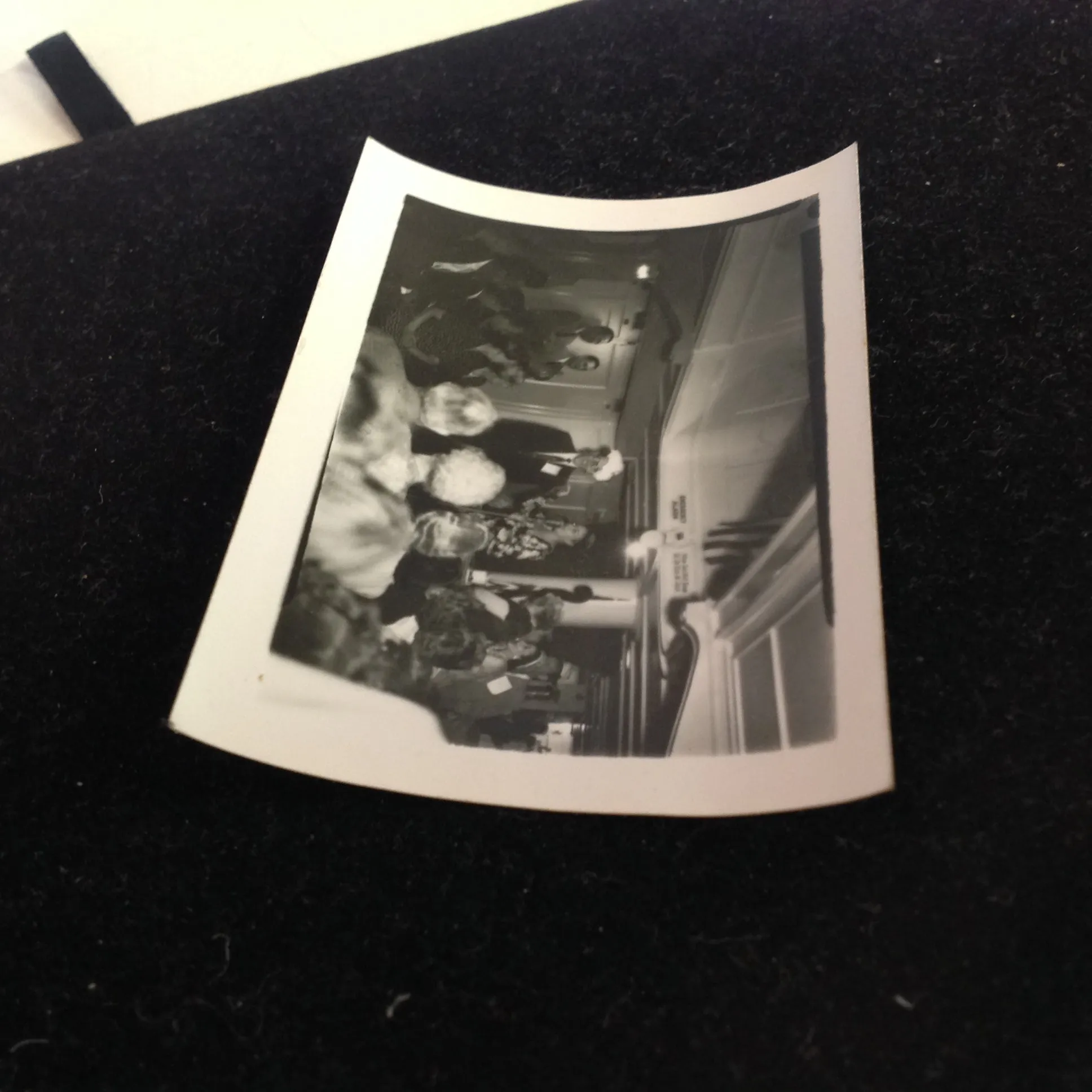 Vintage Mid Century B&W Photo SS South American Cruise Show Funny Hat Presenter