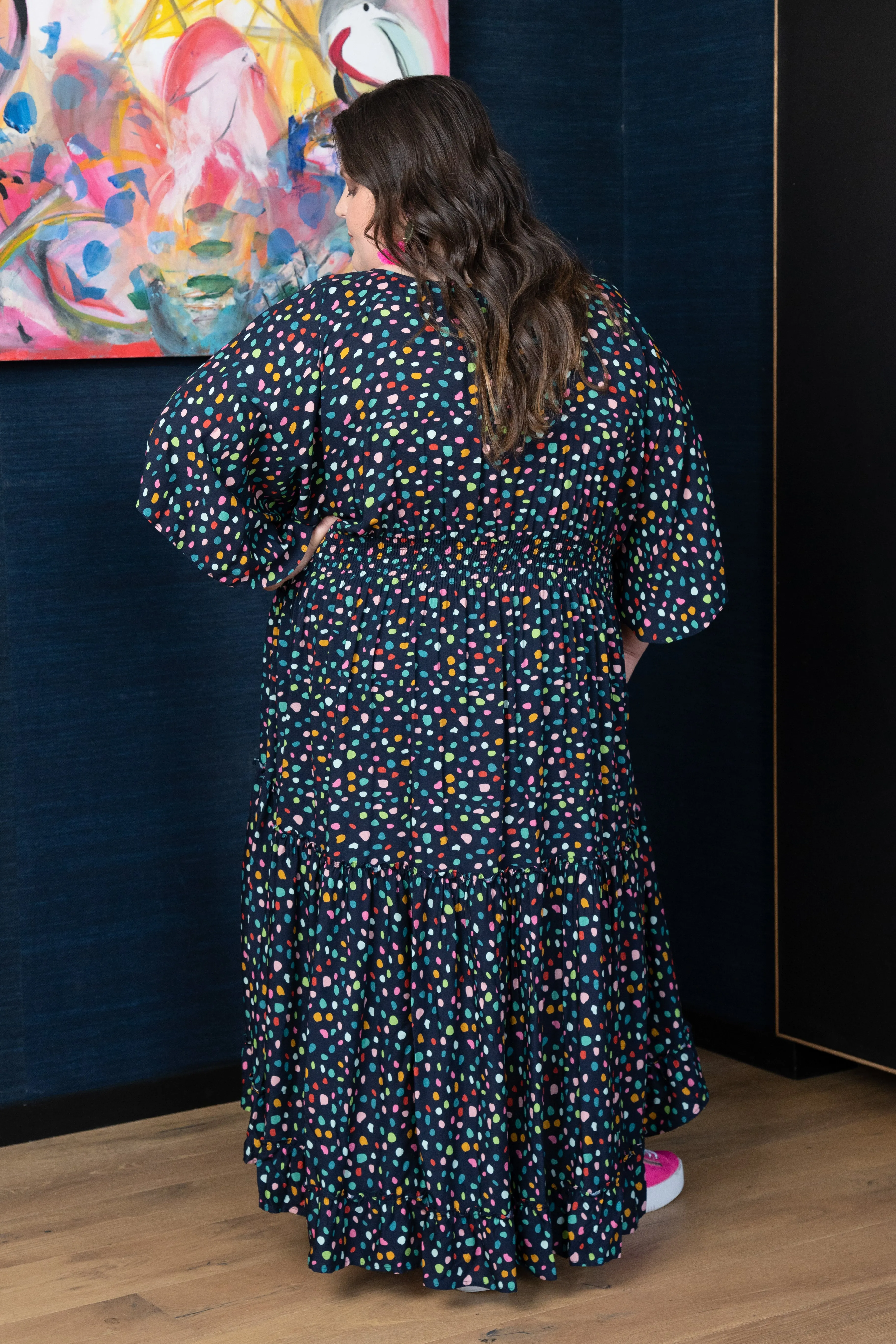 'WHIMSY' Dress - Navy Spot