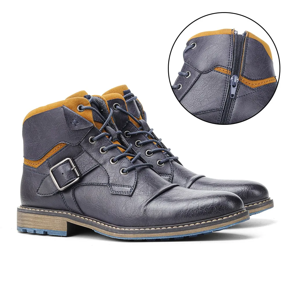 Yeknu Boots Men Classic Brand Autumn Winter Comfortable Top Quality Leather Ankle Boots #Al626