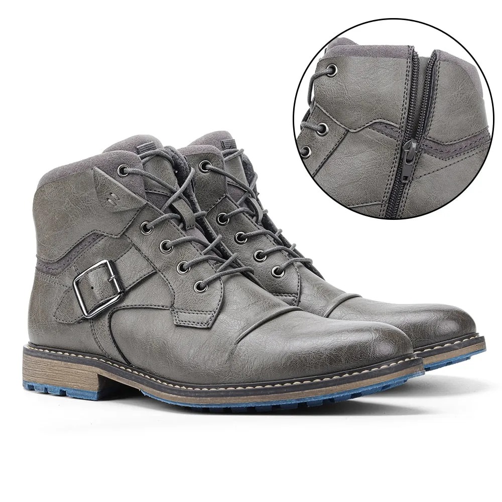 Yeknu Boots Men Classic Brand Autumn Winter Comfortable Top Quality Leather Ankle Boots #Al626