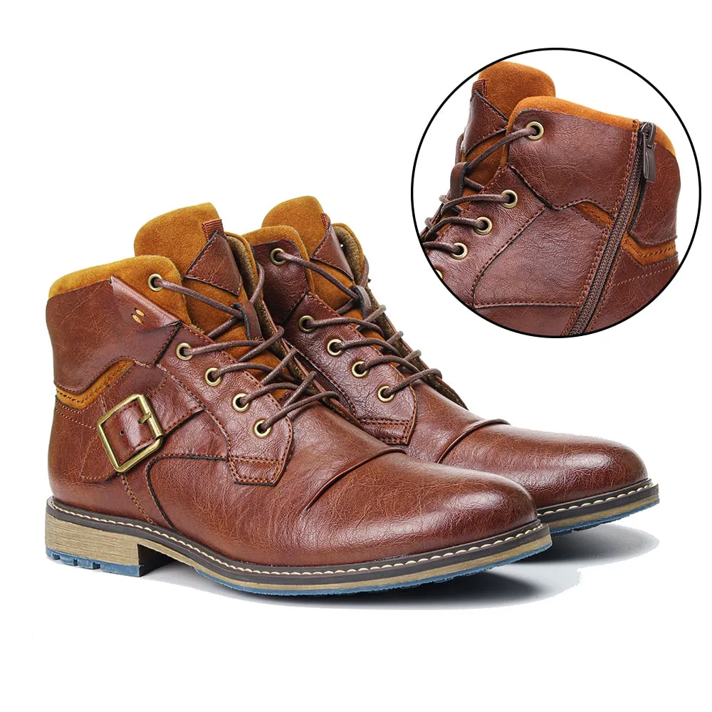 Yeknu Boots Men Classic Brand Autumn Winter Comfortable Top Quality Leather Ankle Boots #Al626