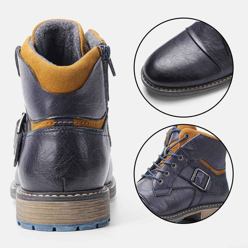 Yeknu Boots Men Classic Brand Autumn Winter Comfortable Top Quality Leather Ankle Boots #Al626