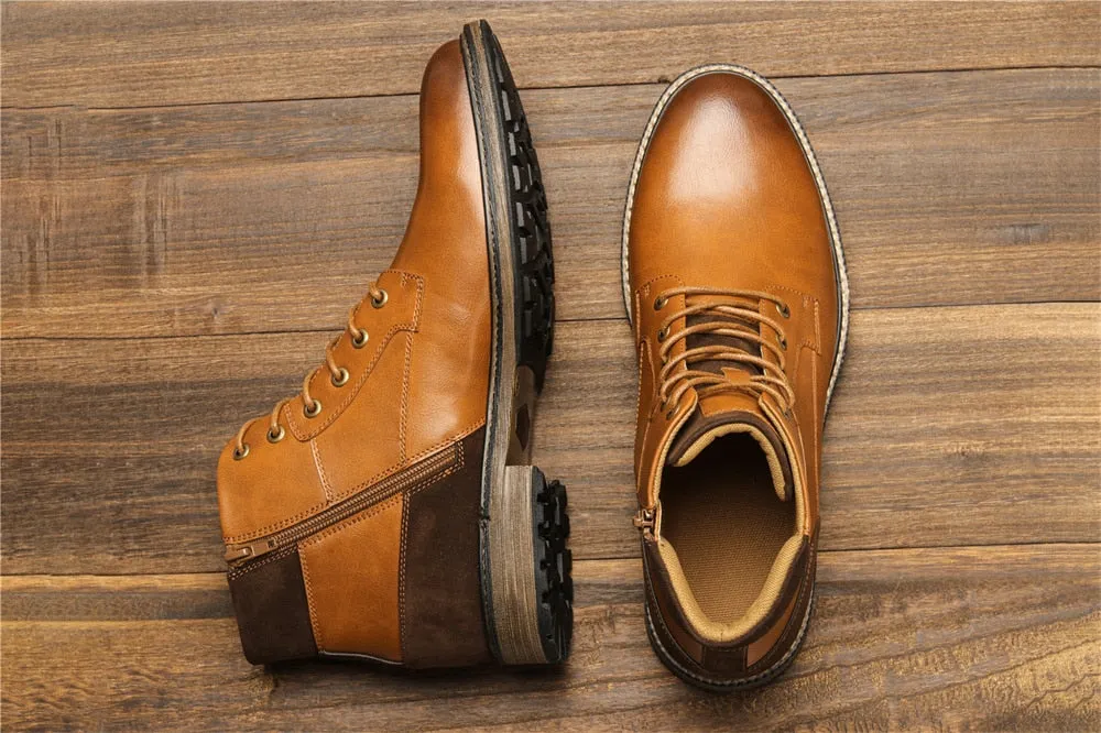 Yeknu Leather Boots Fashion Brand Comfortable Ankle Boots