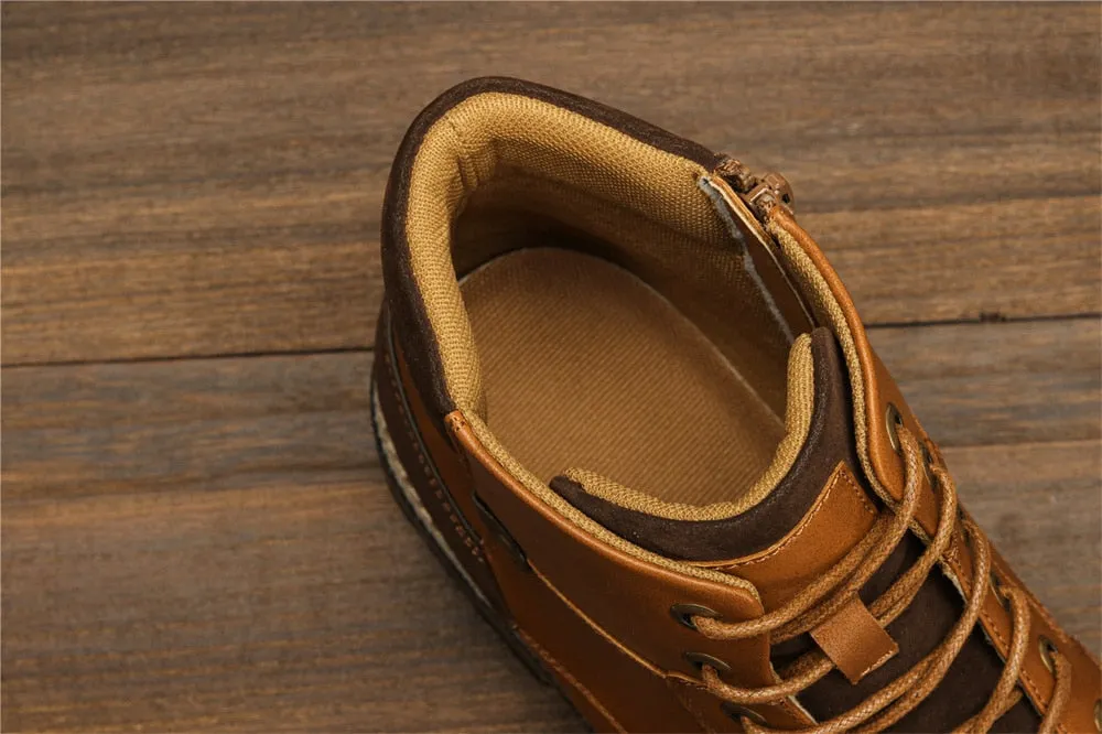 Yeknu Leather Boots Fashion Brand Comfortable Ankle Boots