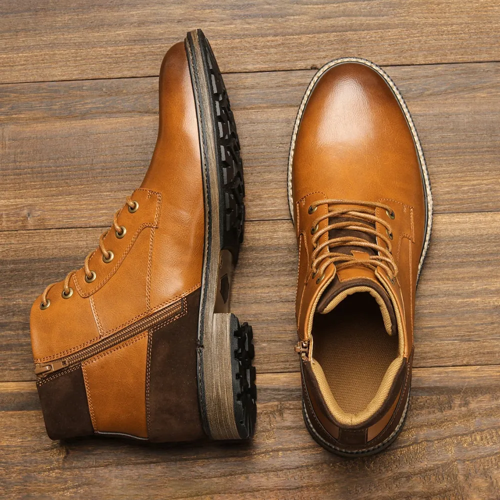 Yeknu Leather Boots Fashion Brand Comfortable Ankle Boots