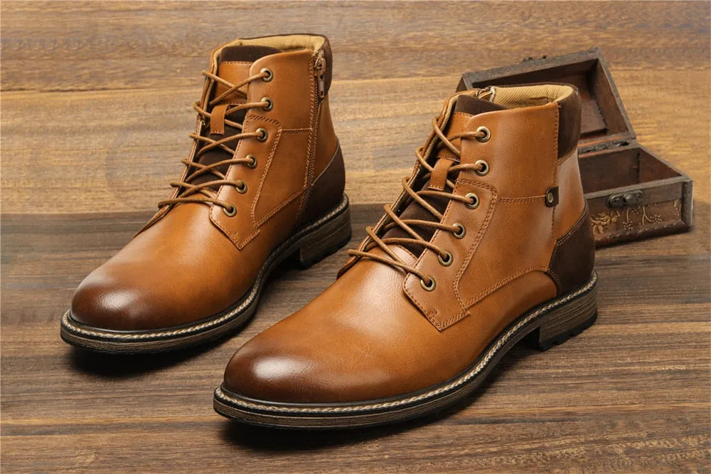 Yeknu Leather Boots Fashion Brand Comfortable Ankle Boots